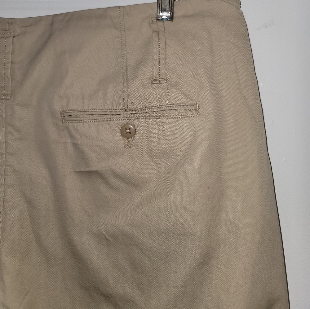 Polo Ralph Lauren Khaki Cotton Button Fly Pleated Cropped Pants Size 12 - Picture 12 of 16